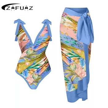 ZAFUAZ 2024 Vintage Naiste Sexy Ühes Tükis Ujumistrikoo Disainer trikoo Beach Kleit varjata Ruched Supelrõivad Suvel Beachwear