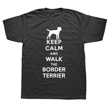 Uus Suvine Rahulikuks Kõndida Border Terjer Koera Armastajad T-Särgid, Meeste Lühikesed Varrukad Puuvill Naljakas T-särgid Camisetas Riided
