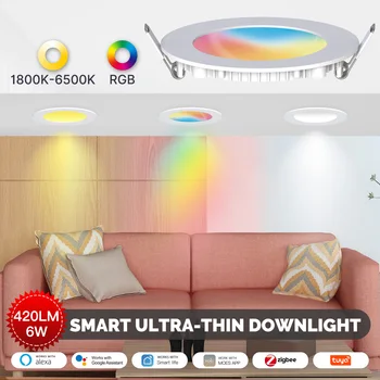 MOES ZigBee Allvalgusti Tuya Õhuke Dimm Spot Lamp 6W RGB Muuta, Soe, Jahe, Kerge Töö Alexa Google ' i Kodu Smart Elu Poole