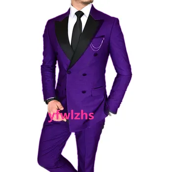 Kohandada Kaherealine Pulm Tuxedos Meeste Ülikond Kaks Tükki Ametliku Äri MensJacket Pintsak ( Jakk+Püksid+Pael) D285