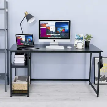 Homfa Arvuti Desk w/Avatud laoriiulid 120x60 cm, Multifunktsionaalne Estakaad Laud, Home Office Desk/Stuudio Workstation