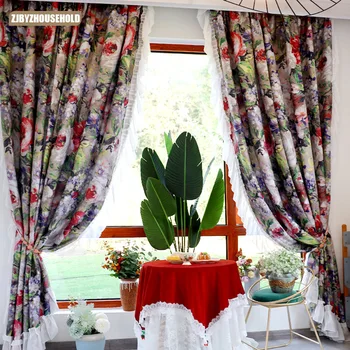 Ameerika stiilis maaelu lill Kardinad Elu-söögituba, magamistuba pidulik korrus tumenevad hingav päikesevarju akna kardinad