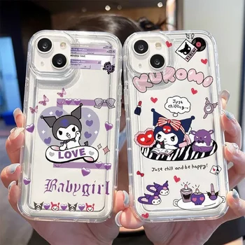 Sanrio Kuromi deemon tüdrukud läbipaistev Telefon Case For iPhone 15 14 13 12 11 Pro Max Xr, Xs 8 14 Pluss juhul cute cartoon Magus Kate