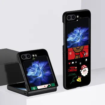 Case For Samsung Galaxy Z Klapp 5 4 3 5G Funda ZFlip 4 Luksuslik Must PC Raske Tagasi Telefoni Capas Snowman Christmas Armas