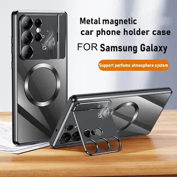 Case For Samsung Galaxy S23 S21 S22 Ultra Jaoks Magsafe Metallist Raam Magnet Äraveo Kokkuklapitavad Bracket Aroomiteraapia Telefoni Kate