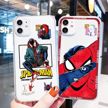 Marvel Spiderman Avengers Kunsti Telefon Case For iPhone 14 13 12 Mini 11 XS Pro Max X-XR SE 2020 8 7 6 5 Pluss Läbipaistev TPU Kate