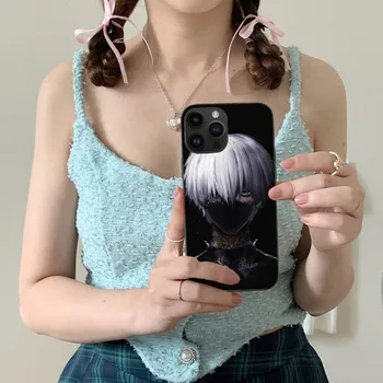 Tokyo Ghoul Ken Kaneki mobiiltelefoni puhul iPhone 15 14 13 12 11 X-XR, XS 8 7 Pro Max Plus Mini Must Pehme Telefoni Kate Funda