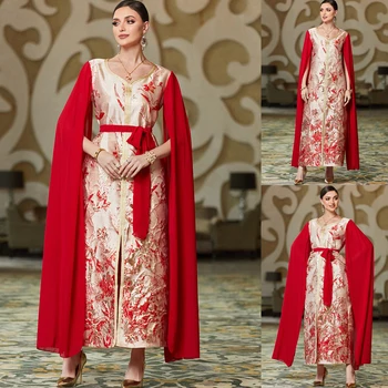 Elegantne Maroko Kauhtana Õhtul Pulmad Naiste Kleit Cape Varruka Ametlik Dubai Islami Moslemi Poole Maxi Kleidid Abayas Araabia