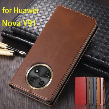Magnetic Attraction Katta Naha puhul Huawei Nova Y91 Y 91 Flip Case Kaardi Omanik Kabuur Rahakoti Juhul Fundas Coque