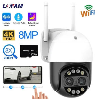 WiFi Kaamera 8MP Dual Lens Värv Öise Nägemise PTZ 8X Suurenduse, kahesuunaline Audio Väljas CCTV Järelevalve Turvalisus Traadita IP Kaamera 4K