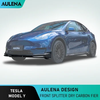 Aulena Kuiv Carbon Fiber Kere Komplekt Esi Splitter Eesmine Alumine Lip Spoiler Esistange Lip Kuiv Süsiniku Aatomite Tesla Model Y Aero Kit