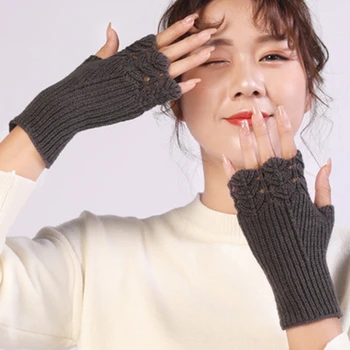 Korea Kudumise Kindad Naiste Sügis-Talvel Uute Naissoost Õpilane Moe Mitmekülgne Kootud Soe Poole Sõrme Avatud Sõrmega Kindad