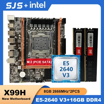 SJS X99 Emaplaadi combo Kit Komplekt Intel Xeon E5 2640 V3 CPU-LGA-2011-3 Protsessor DDR4 16 GB ( 2 x 8 gb) 2666Mhz Mälu