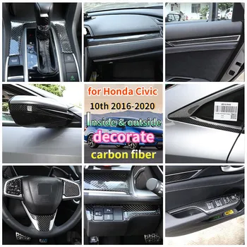 Honda Civic 10. Gen 2016-2020 pehme carbon fiber Auto Interjöör Vormimise Decroation Kate Trimmib Kleebised auto tarvikud
