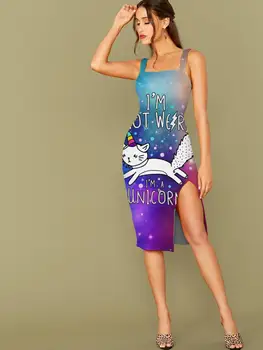3D Kleit Ükssarvik Kleidid Naistele, Loomade Pool Pilu, Kleidid Vikerkaar Bodycon Kleit Leek Sundress Hip-Hop 3d Print Naiste Rõivad