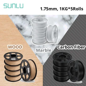 SUNLU 5KG Marmor 3D Hõõgniidi PUIT Täitmine 1.75 MM Carbon Fiber Materjalist, Korralikult Sisustatud Nr Bubble Eco-Sõbralik Lõhnatu
