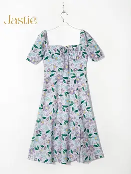 Jastie Bohemian Õie Printida Elegantne Kleit Naiste Suvel Square Krae Seotud Mini Vestido Naine-line Mood Ðikk peokleidid