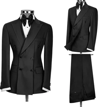 2 Töö Meeste Ülikonnad, Regulaarne Sobib Must Split Bleiser Komplekti Smart Põhjuslik Meeste Riided Mantel, Püksid Hiljemalt Disaini Elegantsed Ülikonnad Meestele