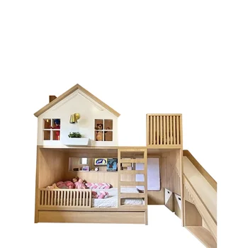 Fashion design kõrge ja madala laste voodi koos slaid kahekorruseline üles ja alla voodi mängu maja