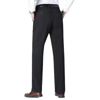 Meeste Pikad Püksid Paks Palus Meeste Ülikond Püksid Pehme Taskud, Keskelt Talje Tõmblukk Sulgemise Ametliku Äri Stiilis Isadele