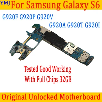 Algne Unlocked Samsung Galaxy S6 G920F G920V G920I Emaplaadi 32GB Täielikult Testitud Emaplaadi Täieliku Kiibid IMEI Android Süsteem