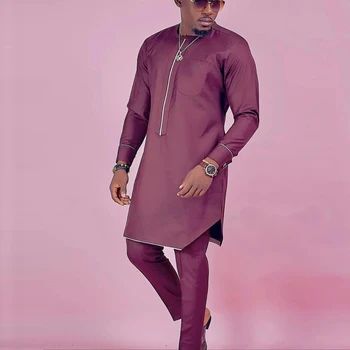 Uued Suvel Komplekti Aafrika Meeste Riided (Solid Color Lihtne Särk ja Sotsiaalse Püksid 2-osaline Komplekt, Meeste Osapoole Äri Ülikond