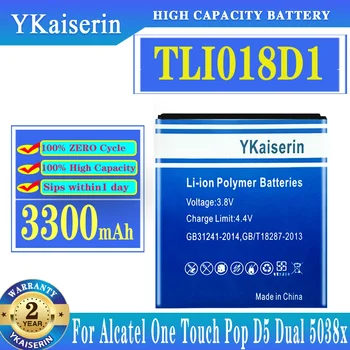 YKaiserin 3300mAh TLi018D1 Jaoks Alcatel One Touch Pixi 3 5.0 3G-5015X 5015D 5015E 5015A TLi018D2 Aku
