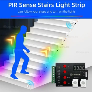 LED PIR Liikumisandur Inimeste Andur Trepp Kerge Töötleja Automaatne Järgige LED Riba, Kontroller tuled on nagu klaver klahve