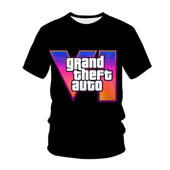 Grand Theft Auto GTA 6 T-Särgid Mäng 3D Print Streetwear Meeste/Naiste Vabaaja Mood Mõõdus T-Särk meestele Riided