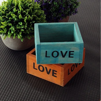 Armas värv multifunktsionaalne kast puidust Pliiatsi konteiner väike armastus mahlaka lill mini Ladustamise kasti Töölaua kaunistus