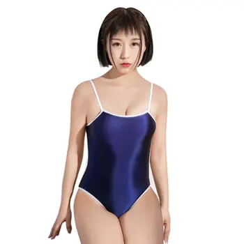 Seksikas Õli Läikiv Üks Pice Ujumistrikoo Triip Backless Naiste Kõrge Lõigatud Bodysuit Monokini Thong Beach Vannis Pesu Mujer Supelrõivad