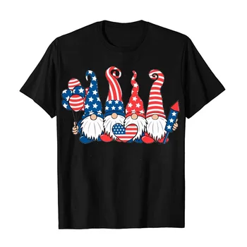 2022 4. juuli iseseisvuspäeva Poiss, Tüdruk, Tees Gnome Lipu Mustriga Must ümber Kaela Ülemine Lady Lühikeste varrukatega T-särk Meestele, Naistele
