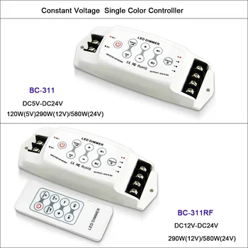 Bincolor Ühte Värvi LED Dimmer, 5V 12V 24V 8A*3 RF Wireless remote BC-311RF/BC-311 mustvalge lamp lindi Töötleja