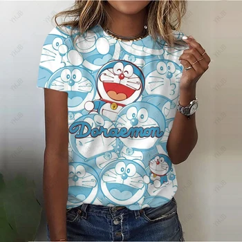 Naiste Tee Särk Doraemon Graafiline Print T-Särgid Naistele cartoon T-särk korea Fashion Naine Riietus, Lühikesed Varrukad Naiste Topid