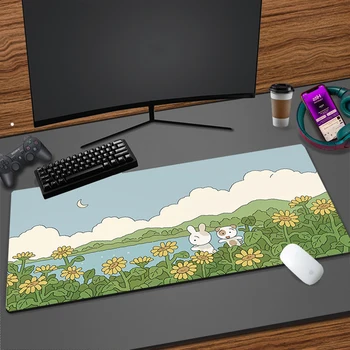 Cute Cartoon Maastik Kawaii Suur Mouse Pad Arvuti Klaviatuuri Deskmat Office Mäng Roheline Mousepad Pc Tarvikud Anime Matt Tüdruk
