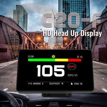 Head Up Display, C20-F GPS HUD Auto lubatud kiiruse ületamise Alarm Kompass Elektroonika GPS Spidomeeter Gabariidid Auto pardaarvuti Puutetundlik Ekraan