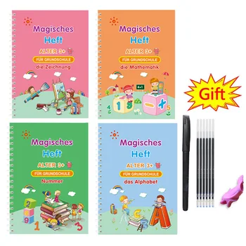 Tasuta Kohaletoimetamine saksa Korduvkasutatavad inglise prantsuse Copybooks Pen Montessori Laste Magic Raamatuid Lastele Kirjutamine Kalligraafia Kingitused