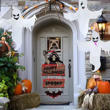 Halloween Kummitusi Maja Uks Rippus Kõrvits Lamp Sildi Kaunistused Halloween Siseruumides Väljas Maja Seina Uks Rippus Decor Rekvisiidid