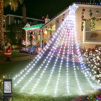 9X3M 288 LED Jõulud Puu Fairy String Valgus Väljas Juga Xmas Tree Star Icicle Kerge Pulmapidu Puhkus Valgustus