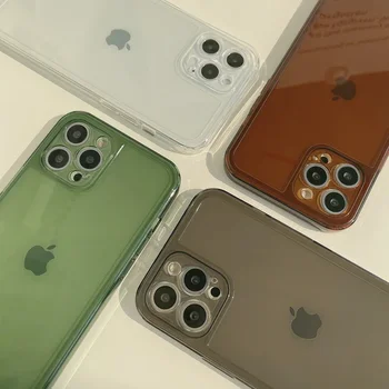 Retro Värviline Pruun Roheline Must Trasparent Telefon Case For iPhone 15 14 13 12 11 Pro Max XR X 14Max 8 7Plus Selge Pehme TPU Kate