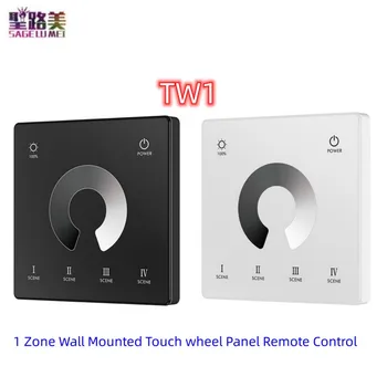 TW1/2/4/5 2.4 G RF 1 Tsoon Dimm/TOLLITARIIFID/RGB(RGBW)/RGB+CCT Seinale Paigaldatud Klaas Touch ratta Paneel, pult, Must/Valge Kest
