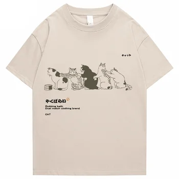 2023 Mehed Hip-Hop T-Särk Streetwear Jaapani Harajuku Naljakas Kass T-Särgi Suvel Lühikesed Varrukad Tops Tee Puuvill Tshirts Meestele