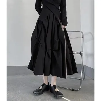 Ebaregulaarne Plisseeritud Faldas Mujer De Moda Korea Naiste Seelikud Kõrge Vöökoht Slim Fit-Line Jupe Y2k Riiete Voldid Elegantne Pikk Seelik
