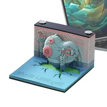 3D Kunst Kalender, Memo Pad 2024 3D Kunst Kalender Märkmete Loominguline Laua Kalender Diy Märkused Notepad Paber Nikerdamiseks Käsitöö Kalender