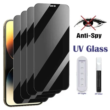 3tk UV eraelu Puutumatuse Karastatud Klaas iPhone 14 Pro Max 13 11 12 Anti spy kaitsekile Apple X-XR, XS 15 Pro Max Ekraani Kaitsekile