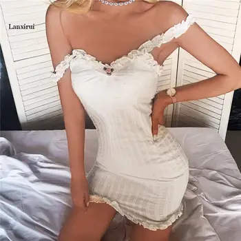 Seksikas Pits camis kleidid Elegantne mini naiste Pakett Hip bodycon Õhuke Pehme peokleidid valge magus puhkus suvel