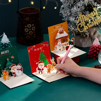 Jõulud Käsitöö õnnitluskaart Aitäh Kaardi DIY Ins Kokkupandav Ümbrik Postkaartide Komplekt head Uut Aastat Loominguline Pool Tarvikud